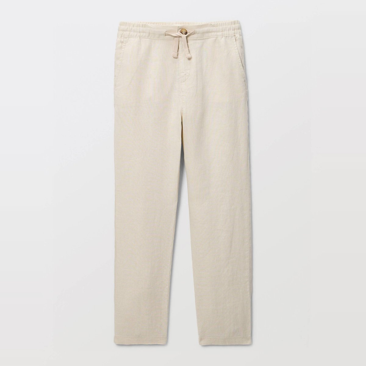 Pantalon droit uni en 100% lin bones, MONOPRIX