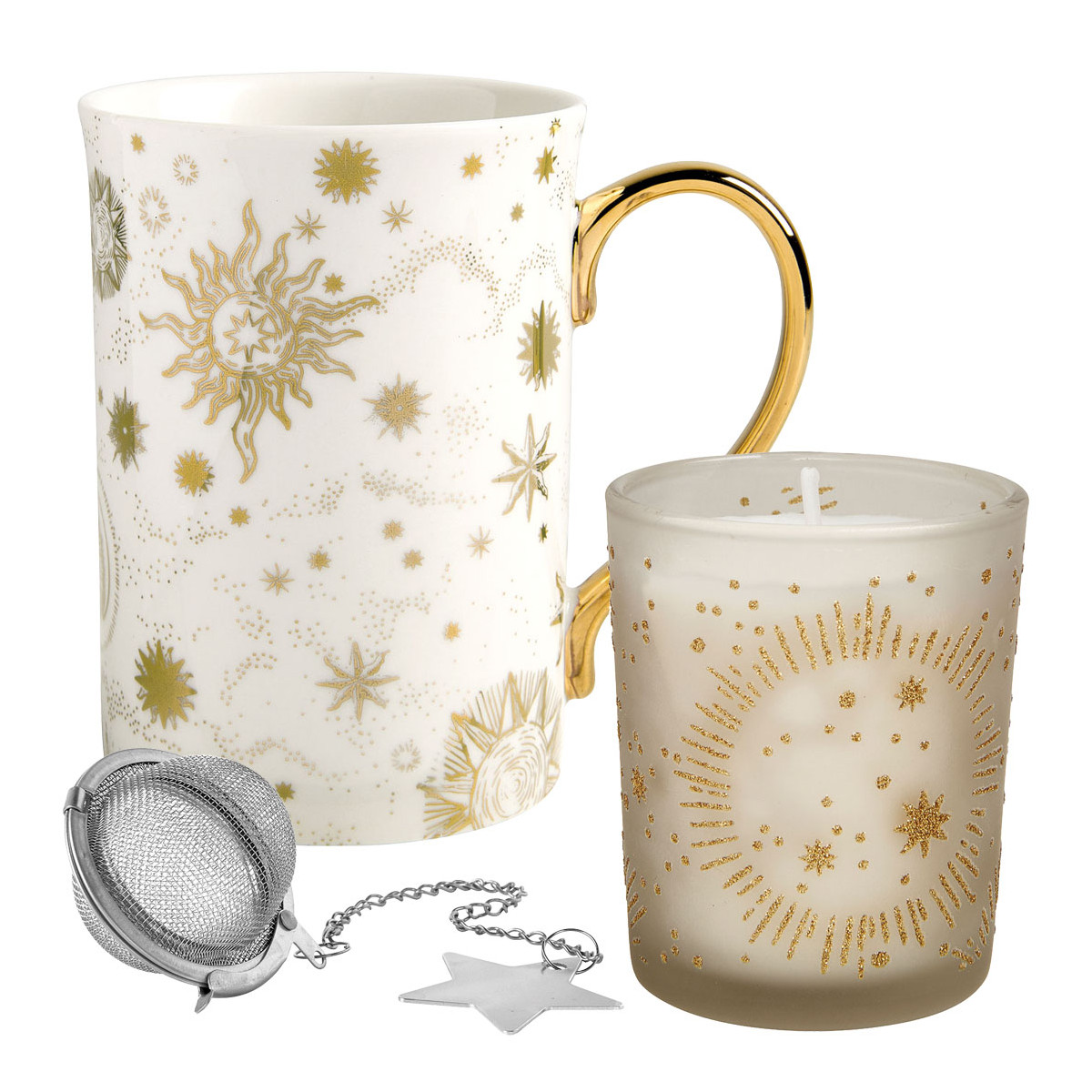 Coffret bougie parfumée et mug Marquise blanc, MATHILDE M