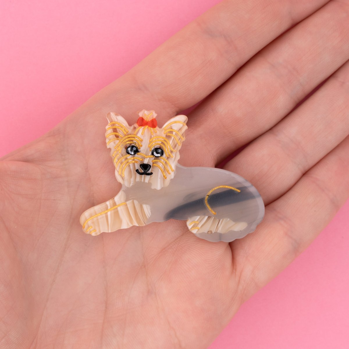 Barrette YORKSHIRE beige et gris, COUCOU SUZETTE