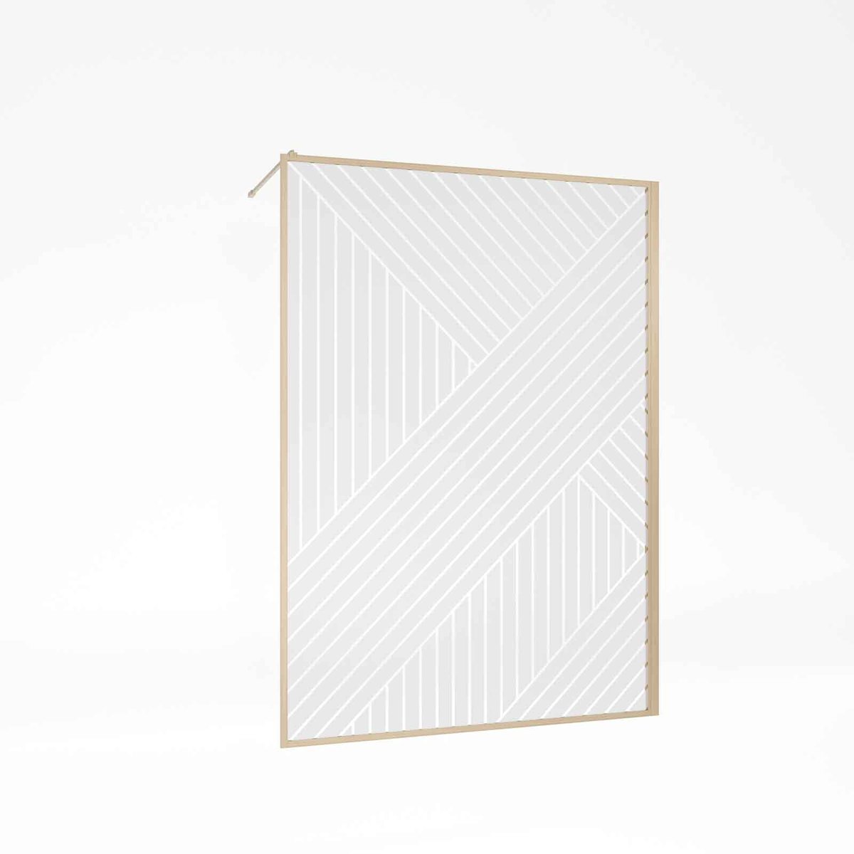 Paroi de douche en verre sérigraphié style Japandi motif géométrique marron clair, HOME MAISON