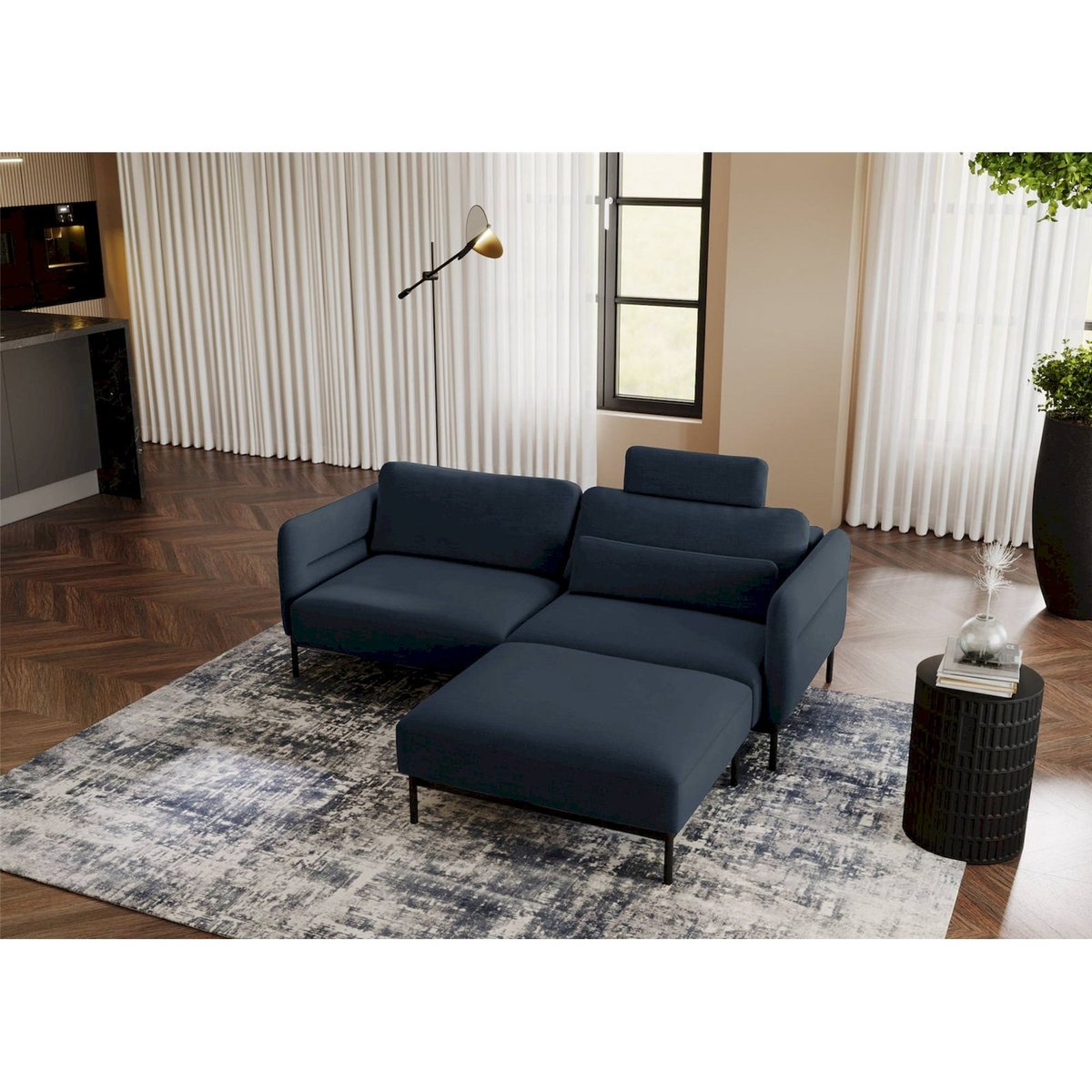 Pouf carré collection SOLIANERO bleu marine, RECOLLECTION