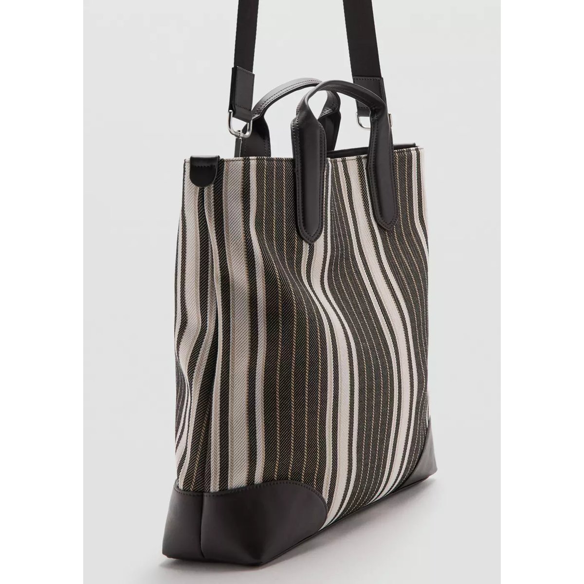 Sac cabas à rayures marron, MANGO MAN