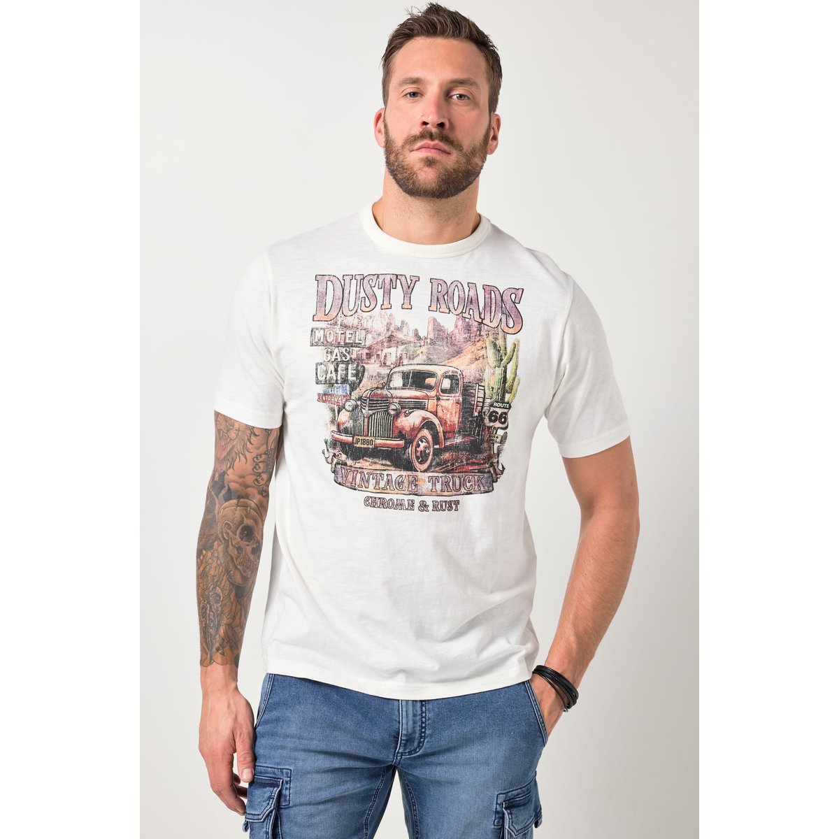 T-shirt, imprimé et manches courtes blanc cassé, JP1880
