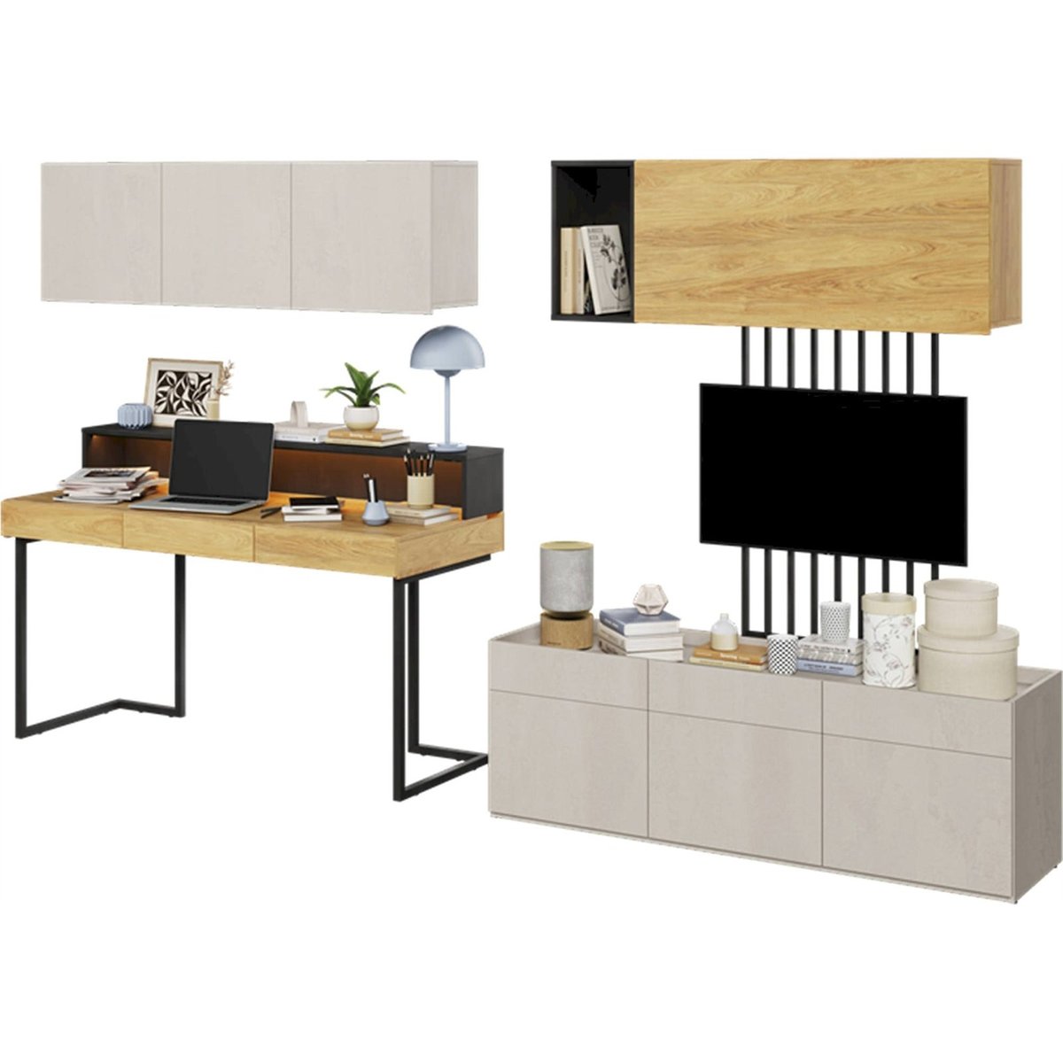 Meuble haut mural en bois collection TEEN FLEX hickory naturel, RECOLLECTION