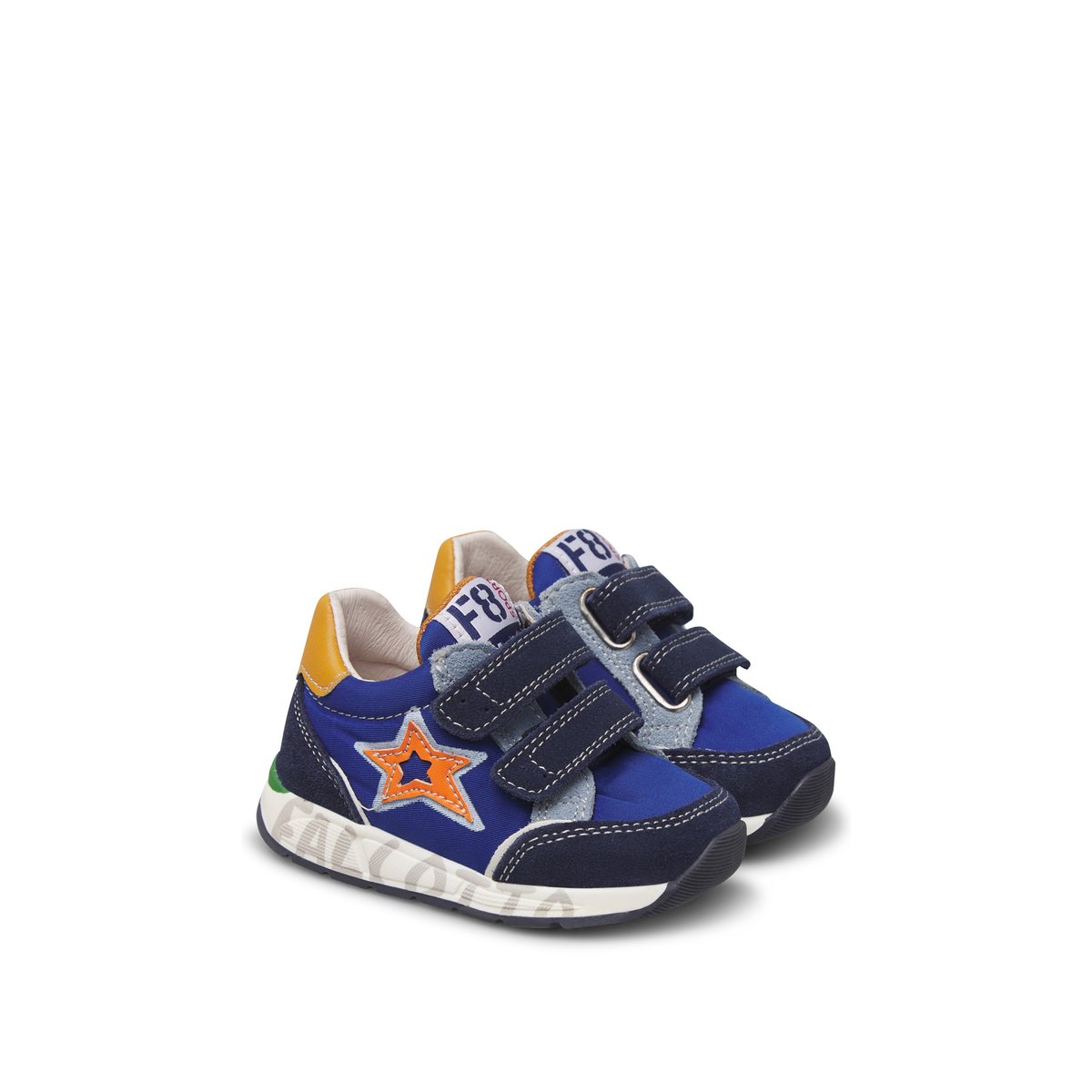 Sneakers en daim et tissu technique NUPPI VL. marine-citrouille, FALCOTTO