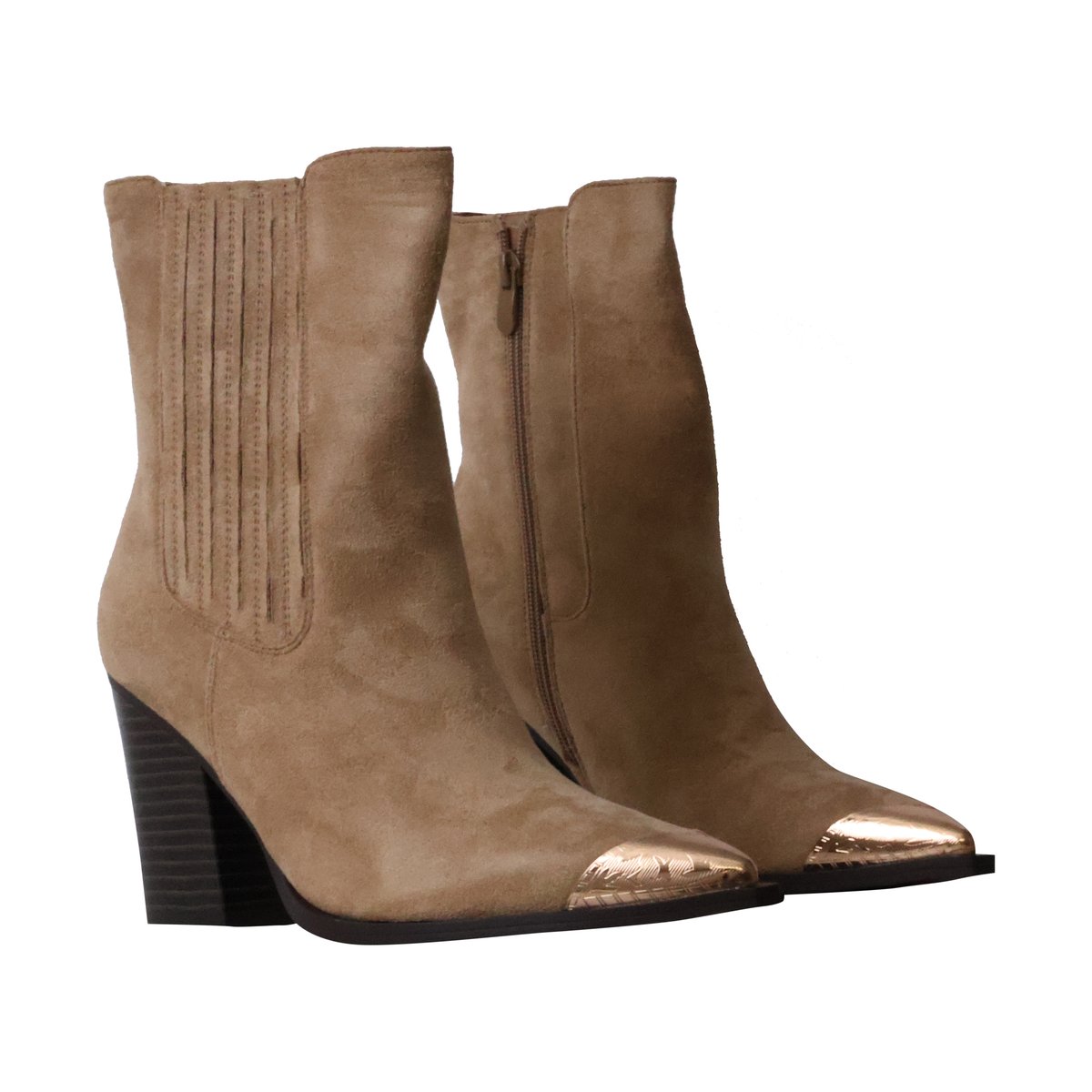 Bottines à Zip khaki-beige, ENZA NUCCI