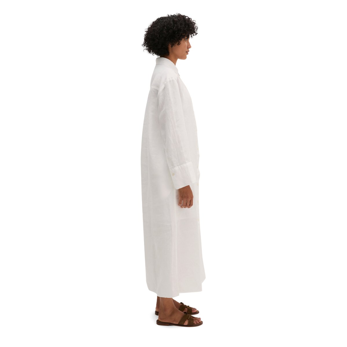 Robe-chemise en lin wide avec bandeau à la taille blanc, MARC O'POLO