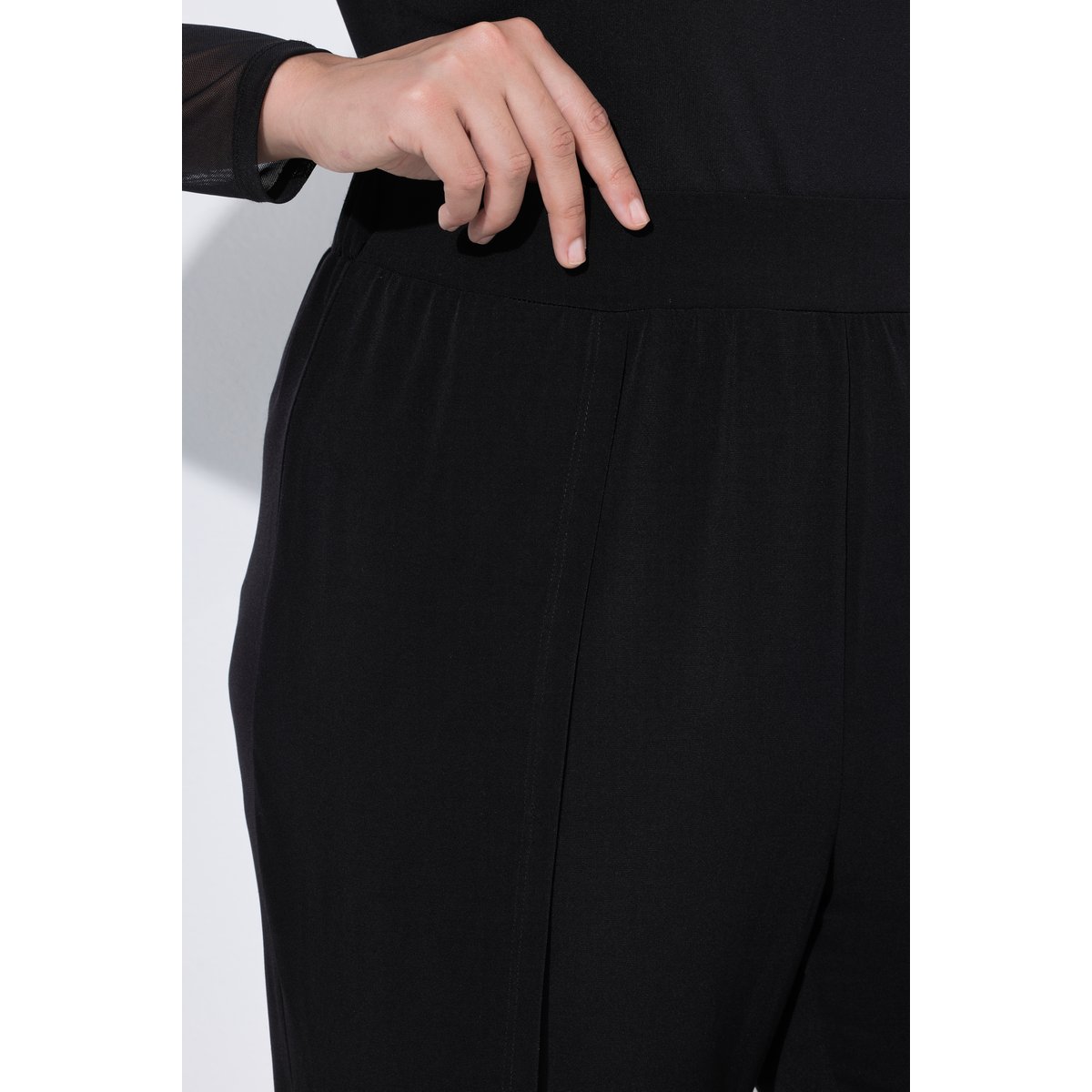 Pantalon jambe large, fendu à la base noir, ULLA POPKEN