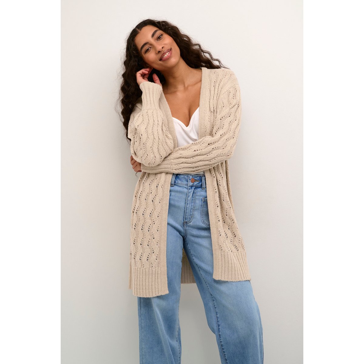 Cardigan à tricot beige feather gray, KAFFE