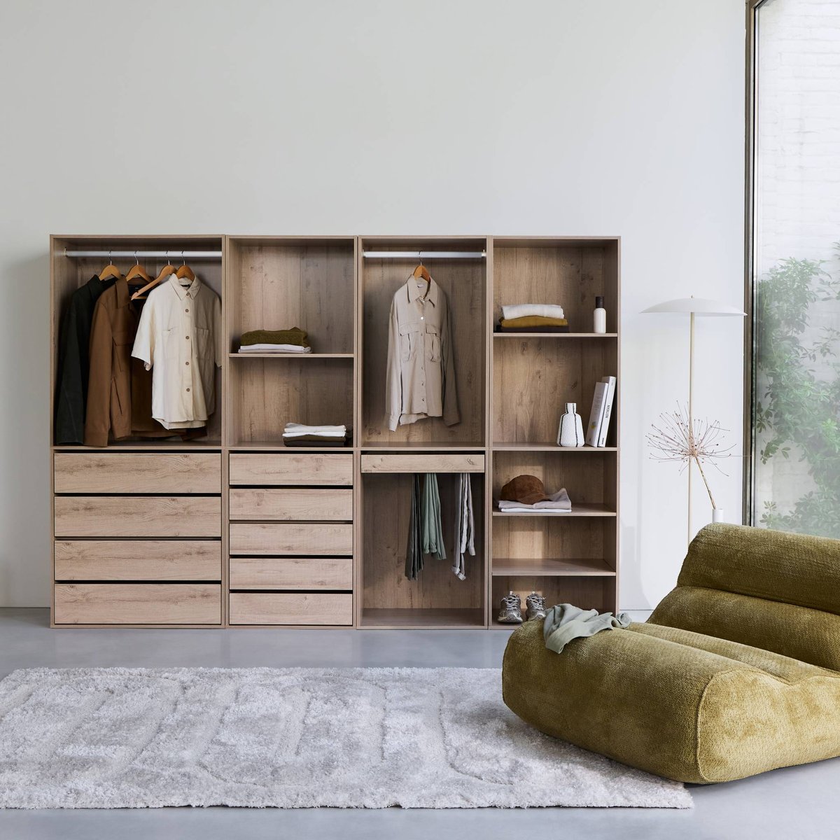 Kit dressing modulable décor bois 4 éléments NEPAL naturel, SWEEEK