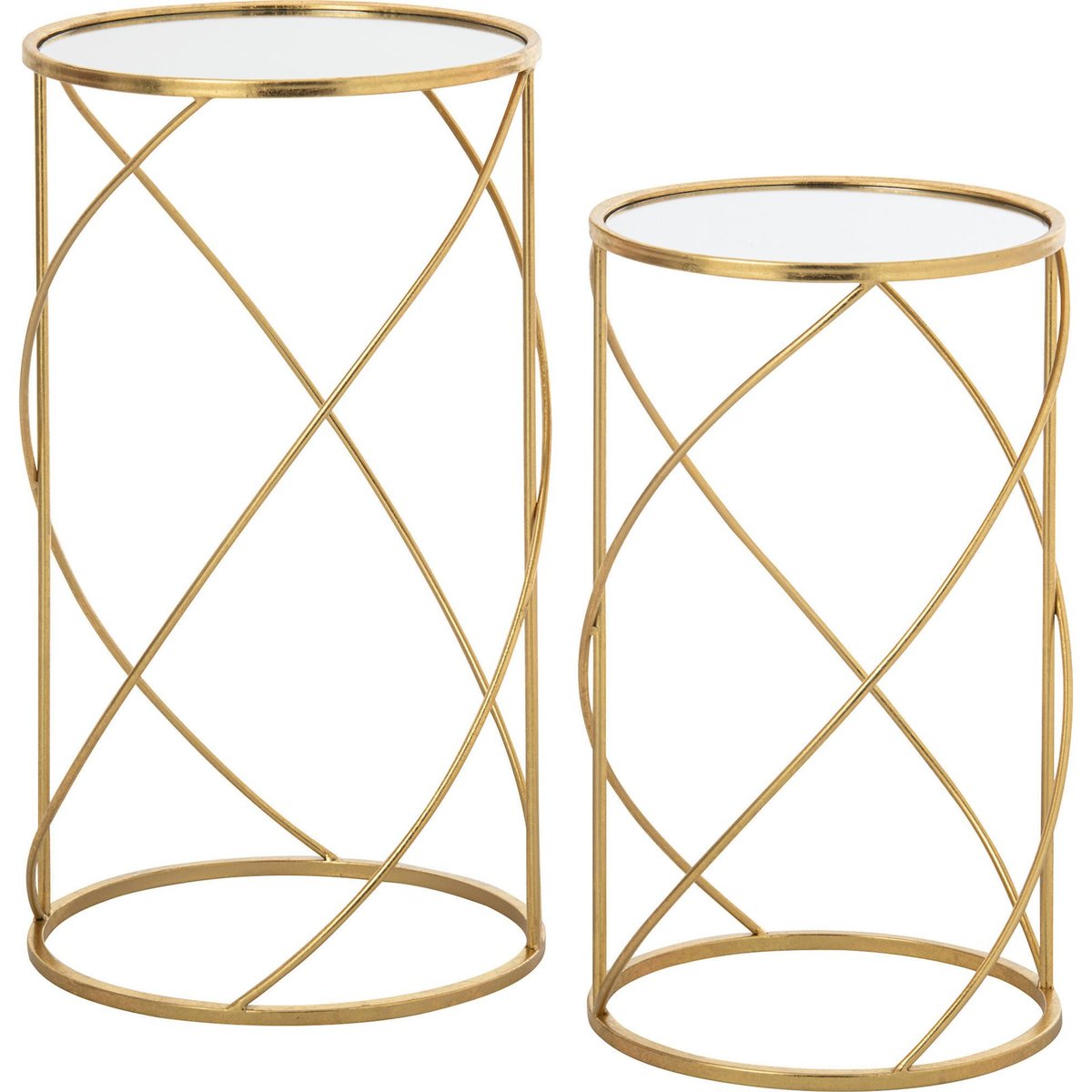 Lot de 2 tables d'appoint en métal doré, RECOLLECTION
