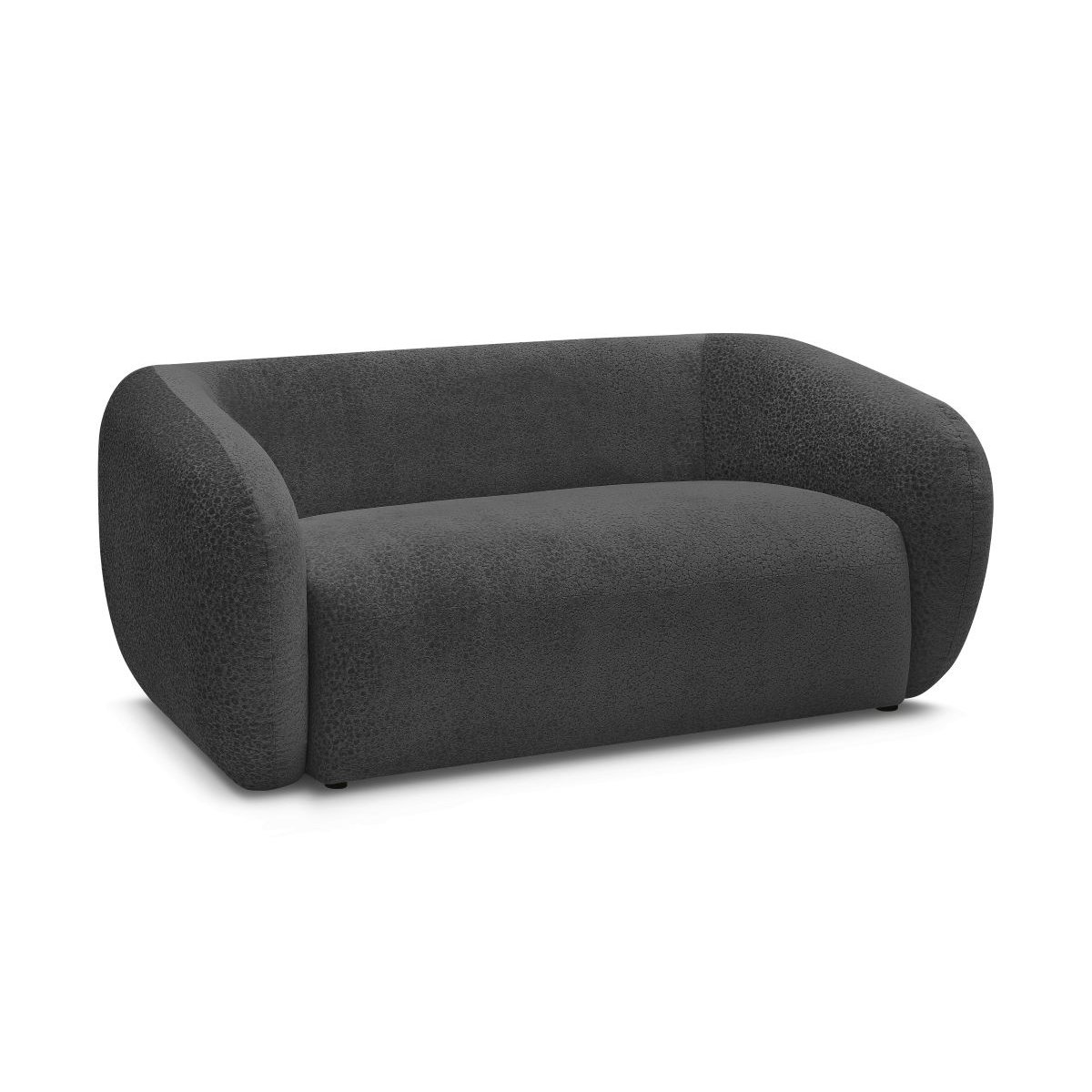 Canapé droit fixe 2 places en tissu texturé, CELINE gris foncé, BOBOCHIC