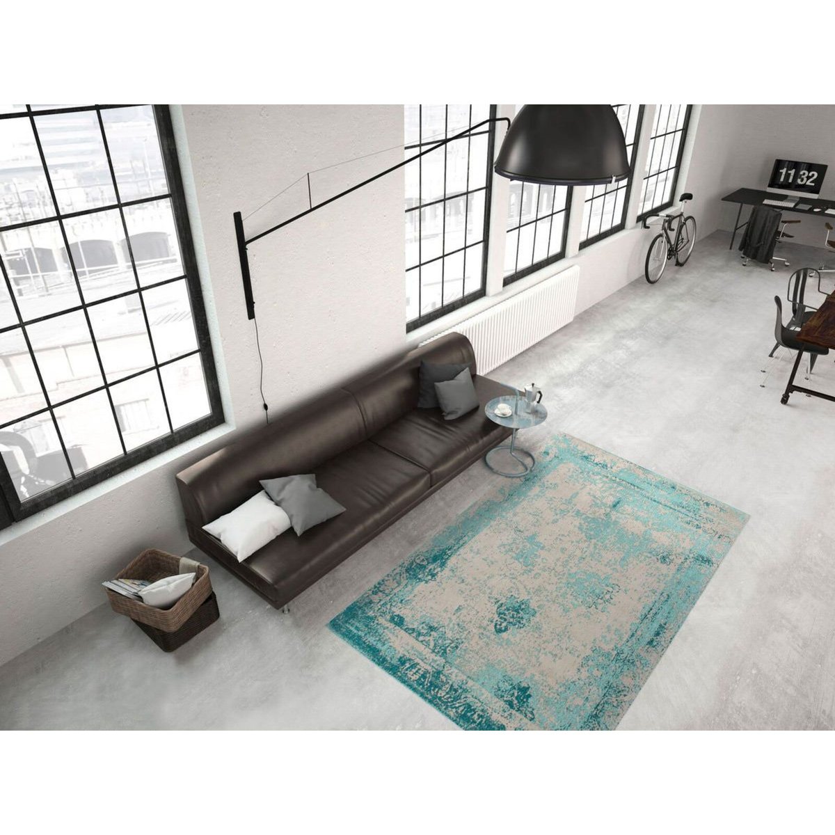 Tapis en coton fait main, NOSTALGIE bleu, ARTE ESPINA
