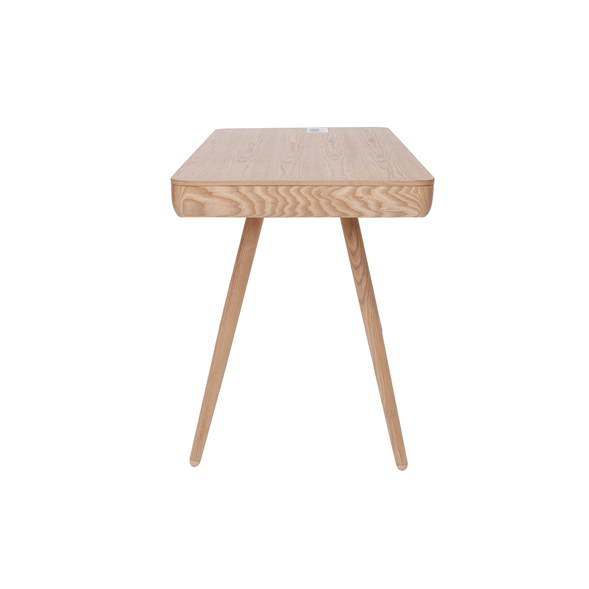 Bureau connecté multimédia avec tiroir bois clair massif L120 cm CLEVER bois clair / blanc, MILIBOO