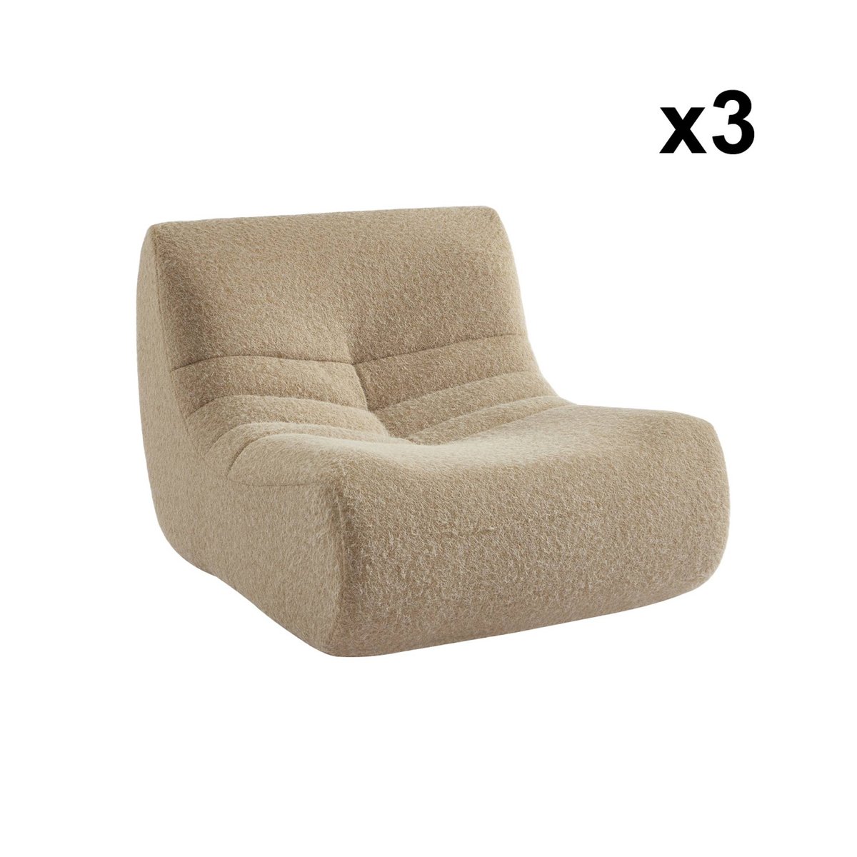 Chauffeuse tissu effet alpaca 3 places SOKOL beige, SWEEEK