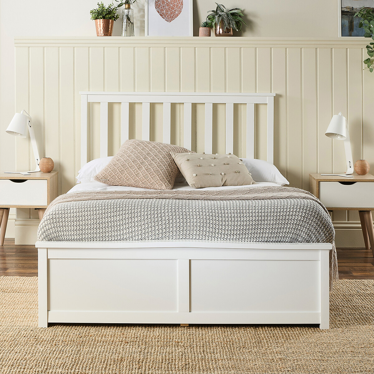 Wooden Shaker Storage Ottoman Bed white, ASPIRE