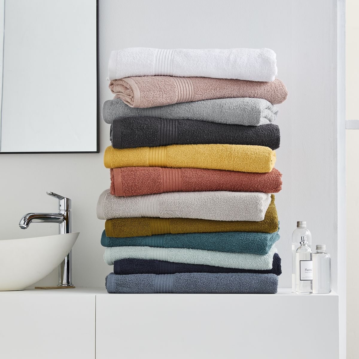 Drap de bain uni ESSENTIAL bleu ardoise, TODAY