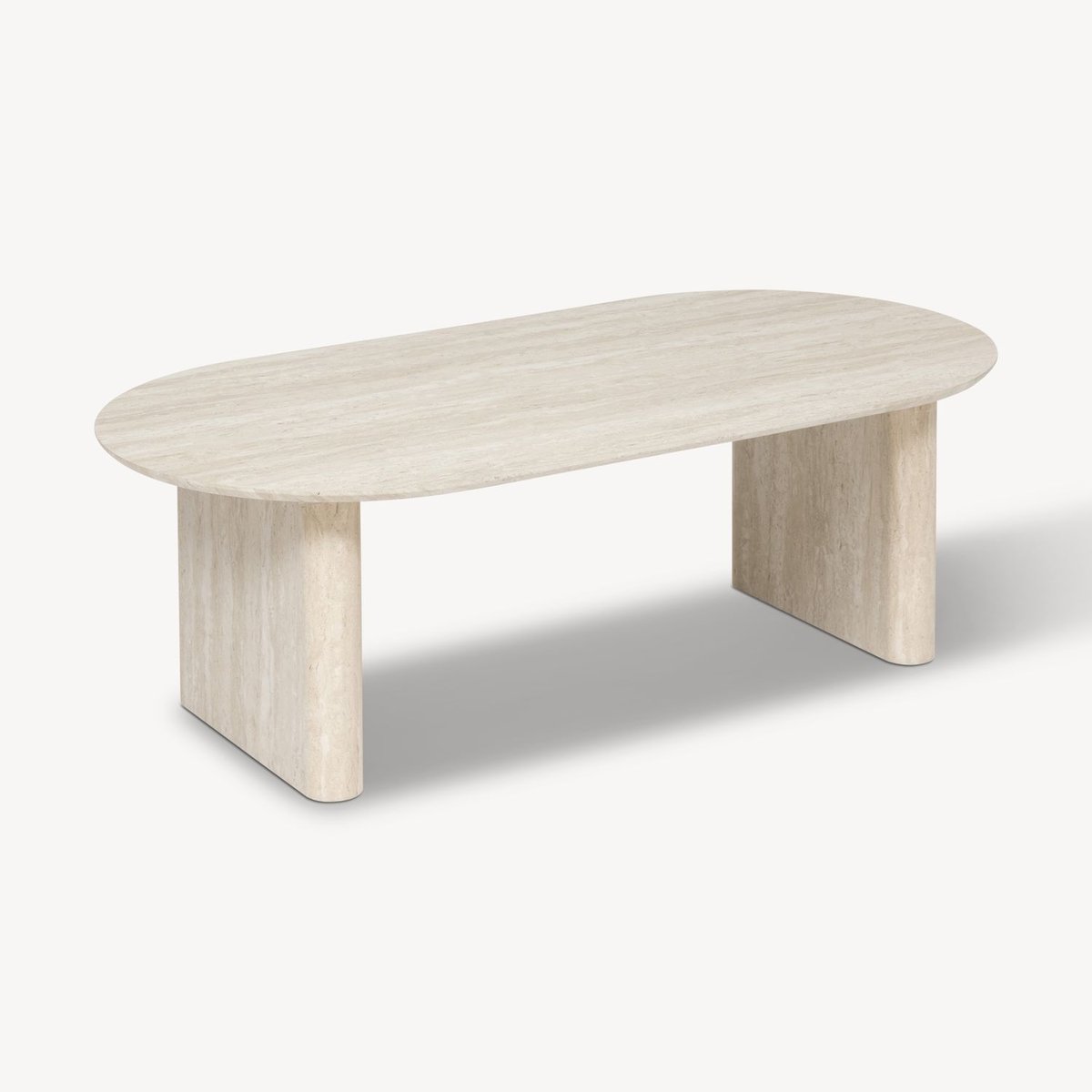 Table basse ovale effet travertin ANAYA beige, ATMOSPHERA