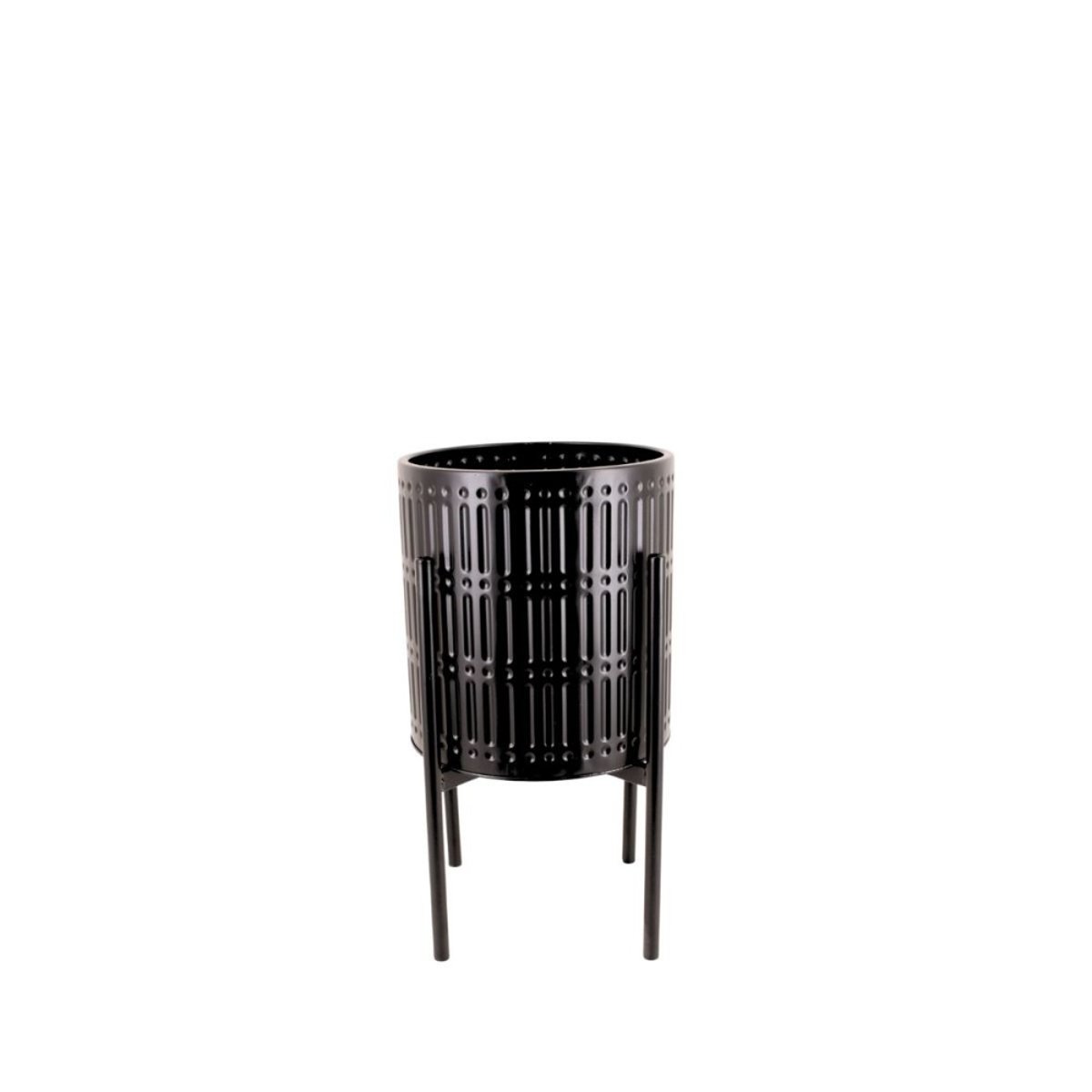 Cache pot en métal structuré 27x48cm noir, ORNAMI