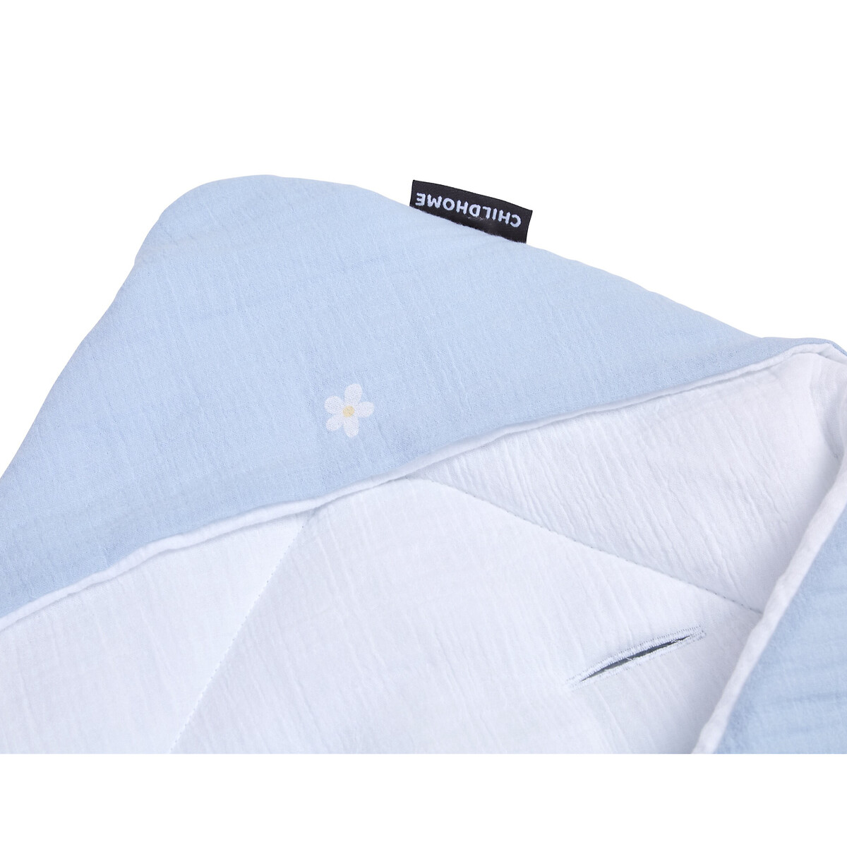 Couverture enveloppante bébé mousseline fleur bleu, CHILDHOME
