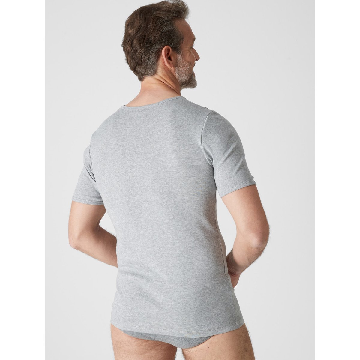 Lot de 3 maillots de corps col V coton gris chiné, DAXON