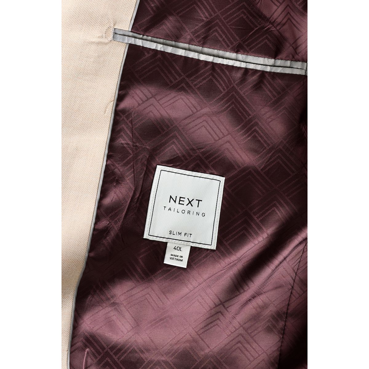 Veste de costume coupe slim en flanelle naturel, NEXT