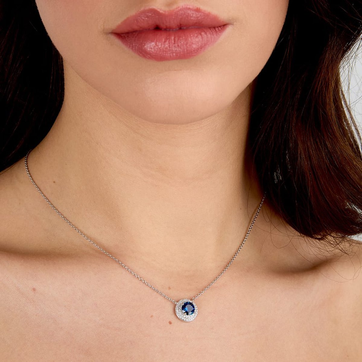 Colliers en Zircon/zircons Cubiques/argent 925/1000 Recyclé et Zircon argent/bleu, MORELLATO