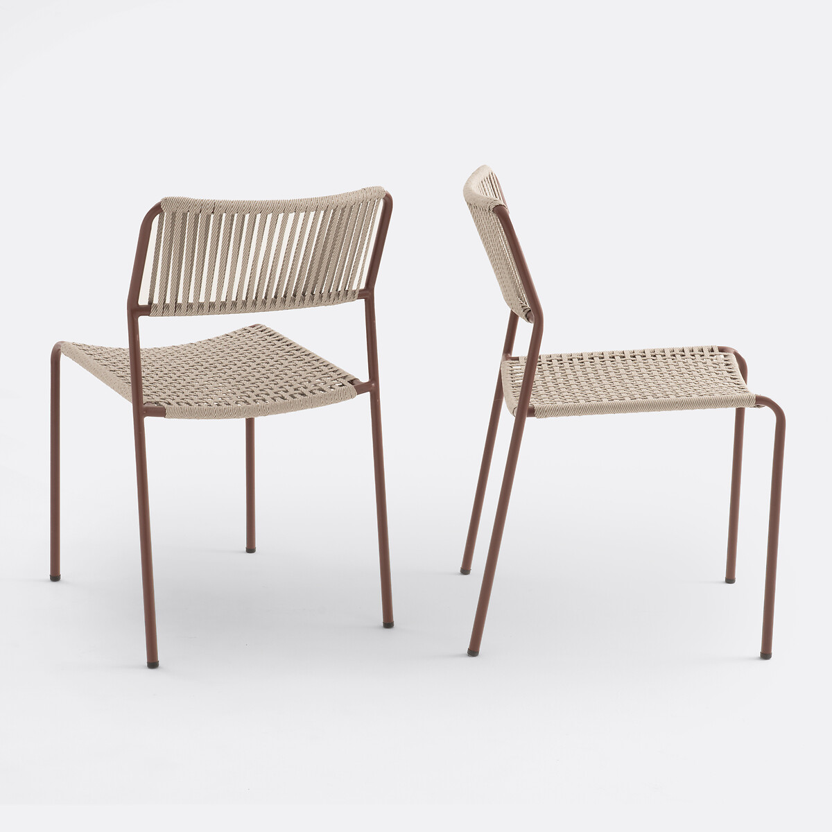 Set di 2 sedie da giardino, in acciaio e corda, NAMY terracotta, LA REDOUTE INTERIEURS