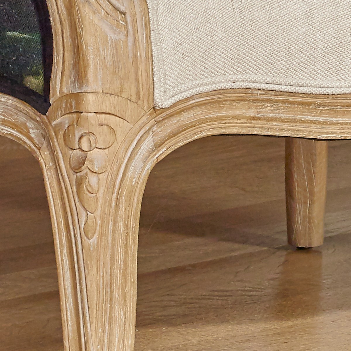 Fauteuil bergère lin et tissu imprimé VICTOR lin, ROBIN DES BOIS