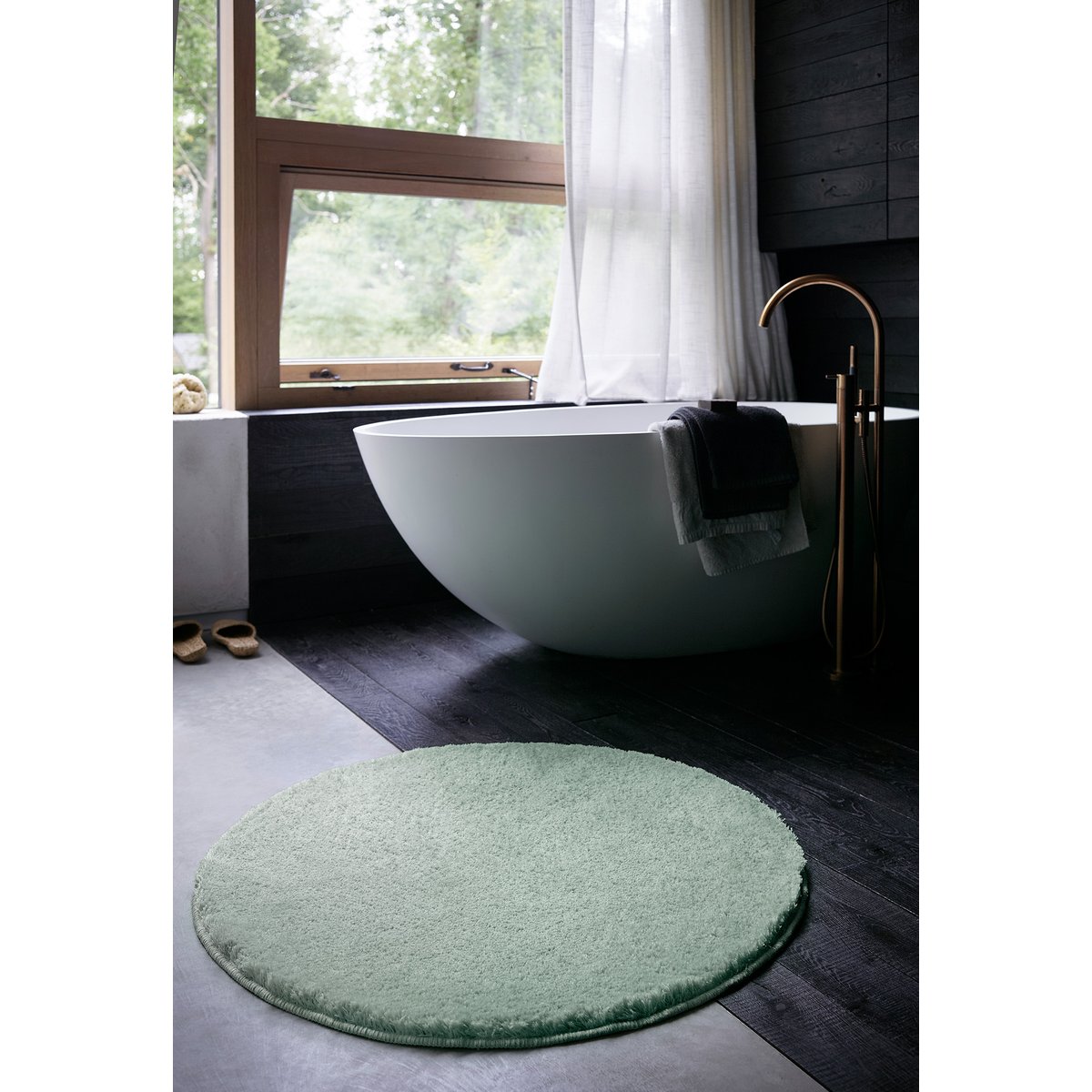 Tapis de bain doux, uni, anti-déparant , JORIS vert menthe, WECON HOME