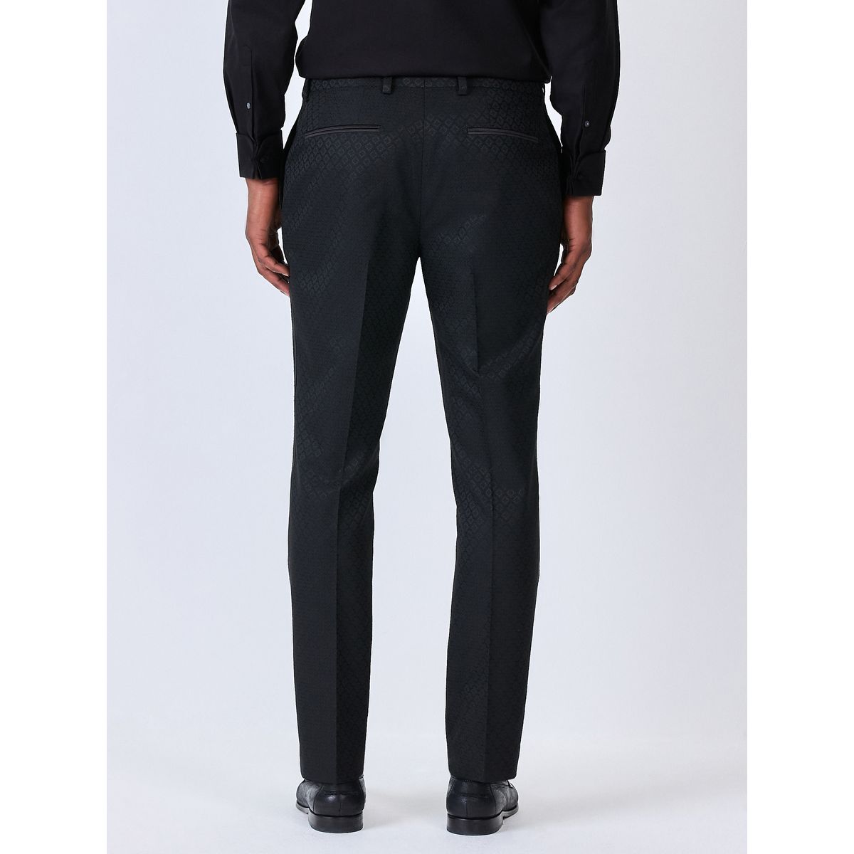 Pantalon de costume slim à motif jacquard noir, NEXT
