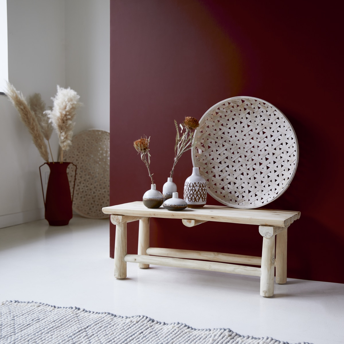 Banc en Teck massif, KILIM naturel, TIKAMOON