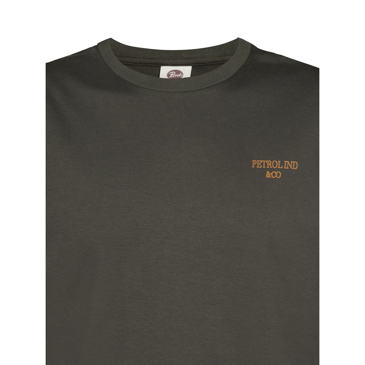 Camiseta de manga larga, cuello redondo gris verde, PETROL INDUSTRIES