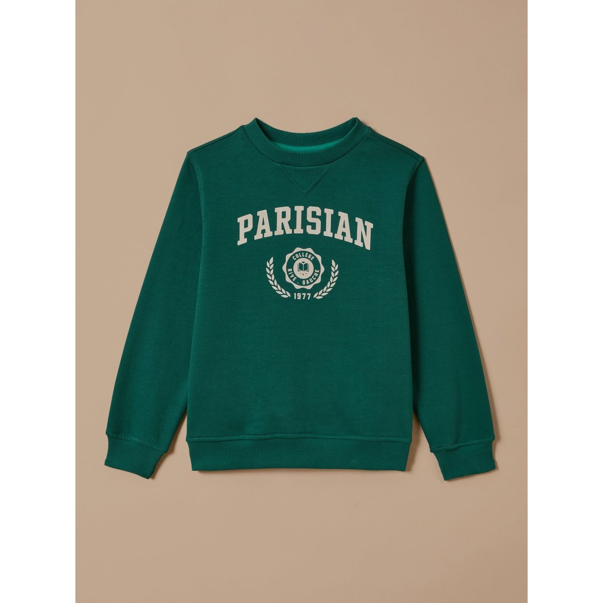 Sweat imprimé - coton biologique vert pin, CYRILLUS