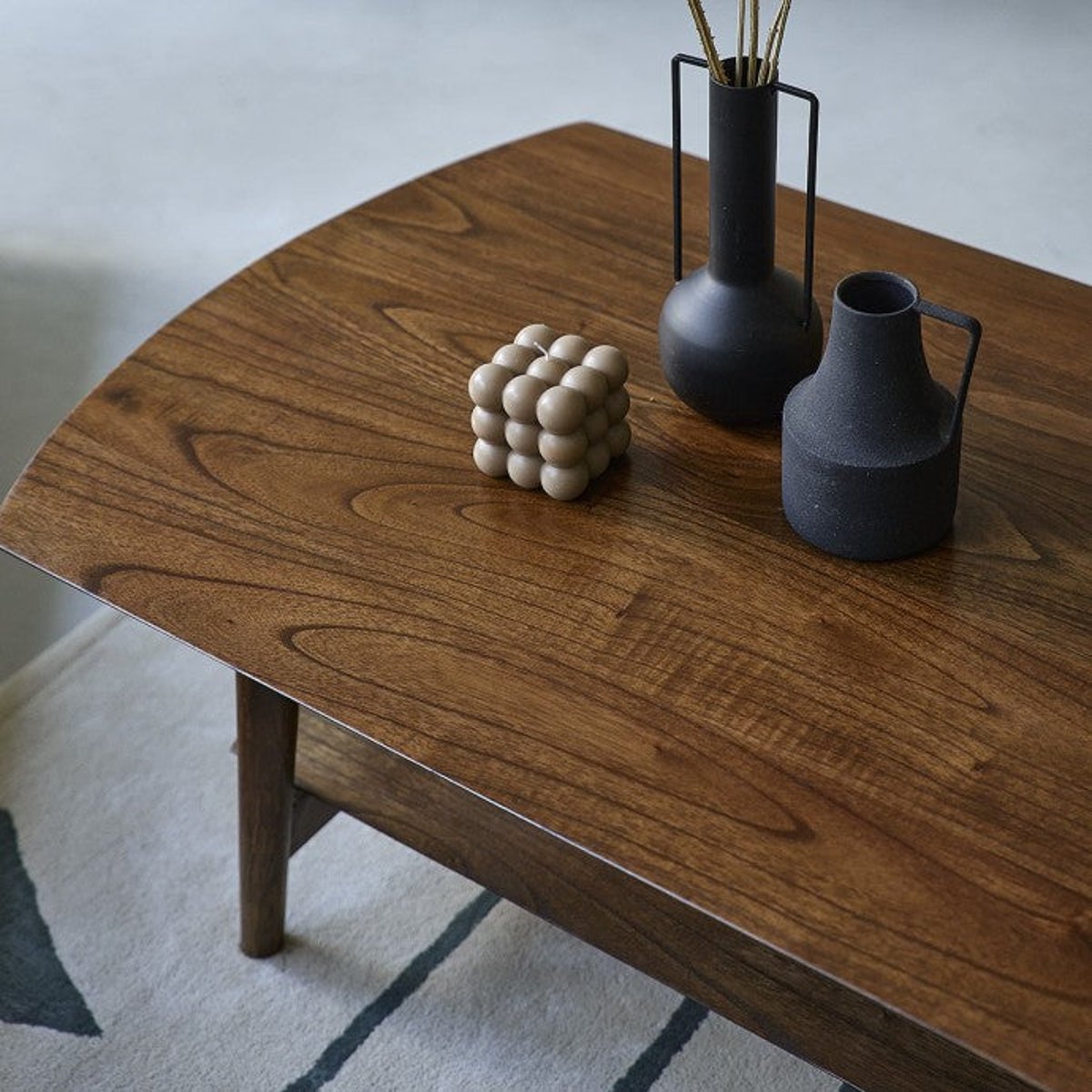Table basse en bois massif 130 cm double plateau VINTAGE marron, BERAH GETAH