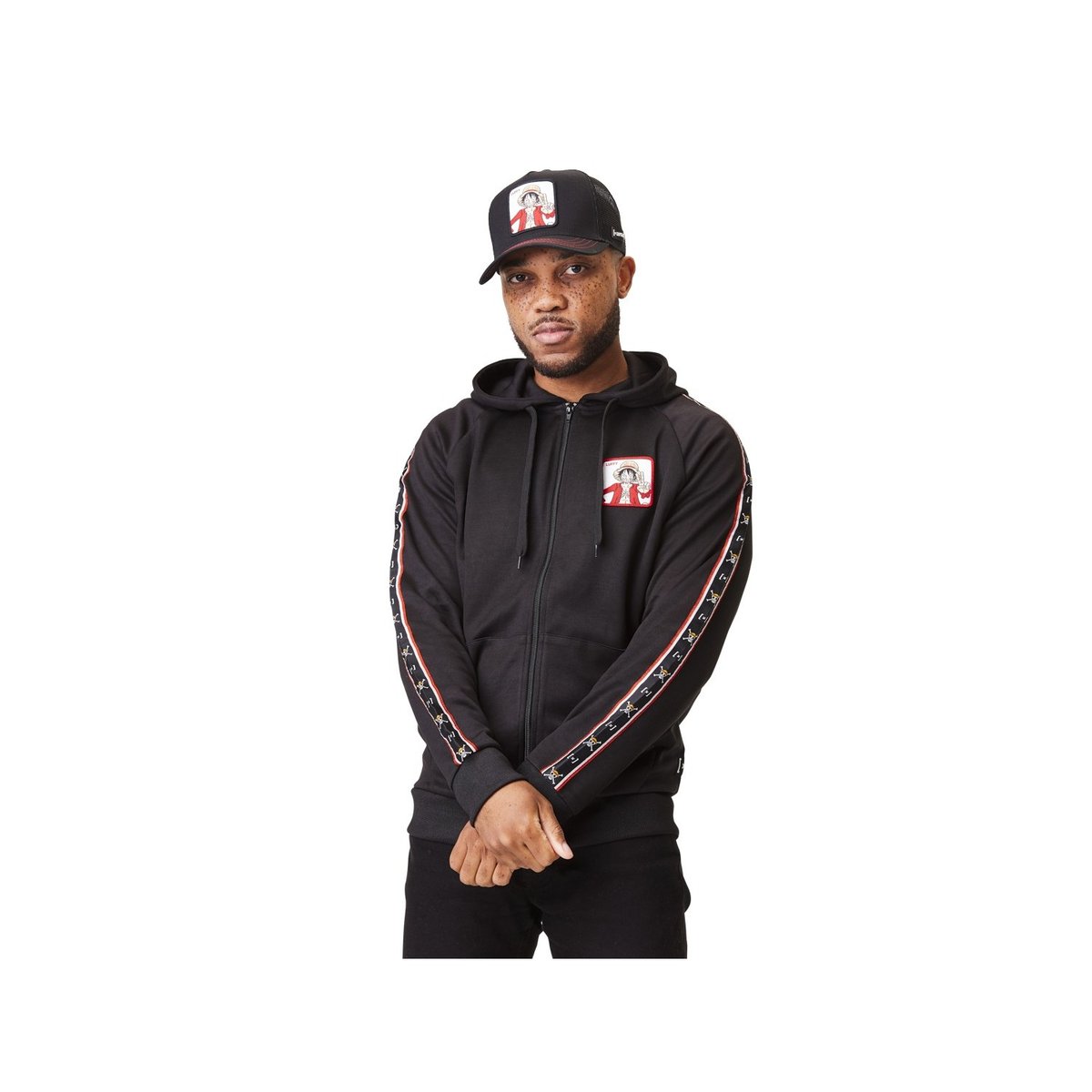 Sweat à capuche avec zip One Piece Luffy noir, CAPSLAB