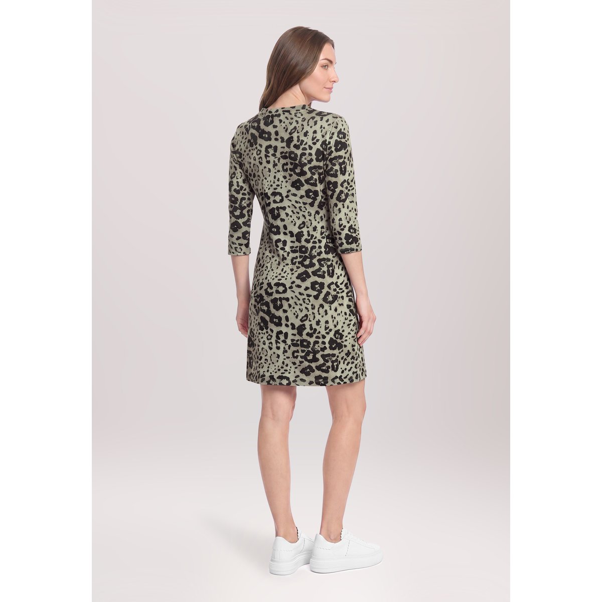 Robe portefeuille à manches 3/4 beige/gris, BETTY BARCLAY
