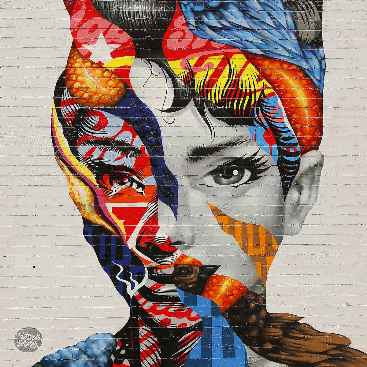 Tableau street art visage femme speechless tableau alu dibond, HEXOA