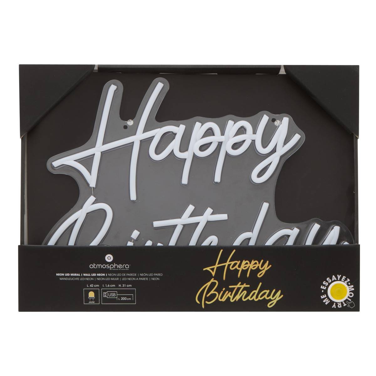 Néon LED HAPPY BIRTH chick yellow, ATMOSPHERA