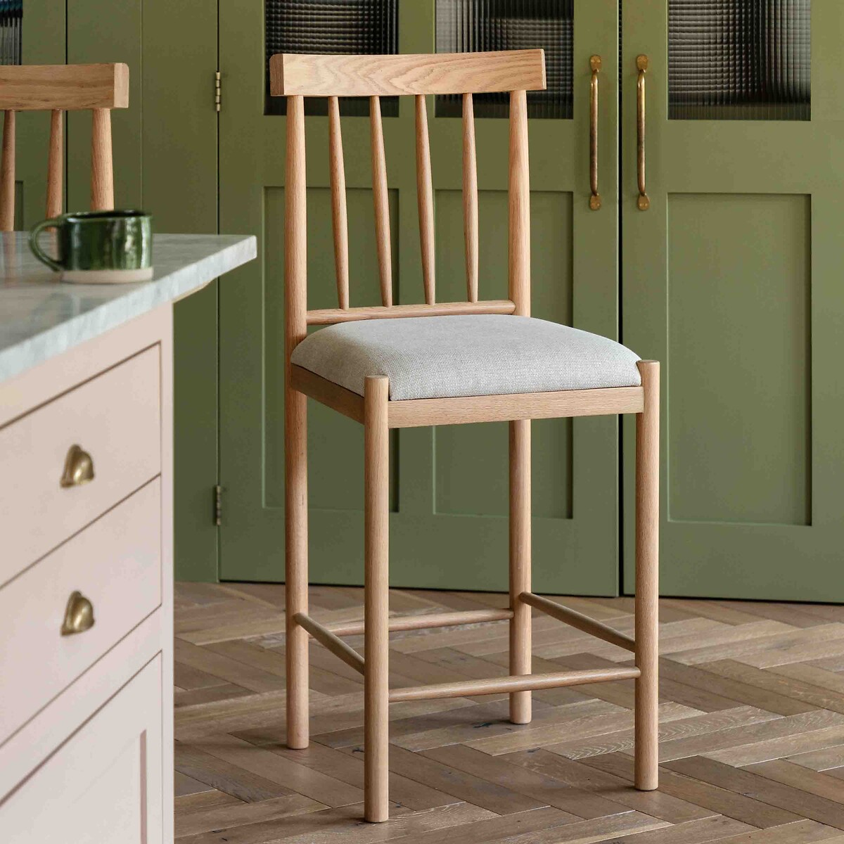 Set of 2 Ende Upholstered Bar Stools oak, ÉDITÉ