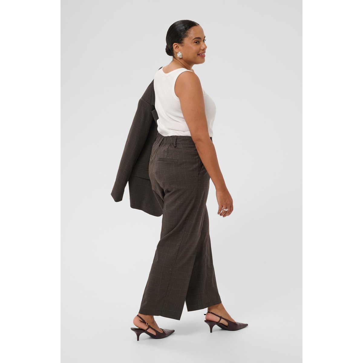 Pantalon de costume gris dark grey check, KAFFE CURVE
