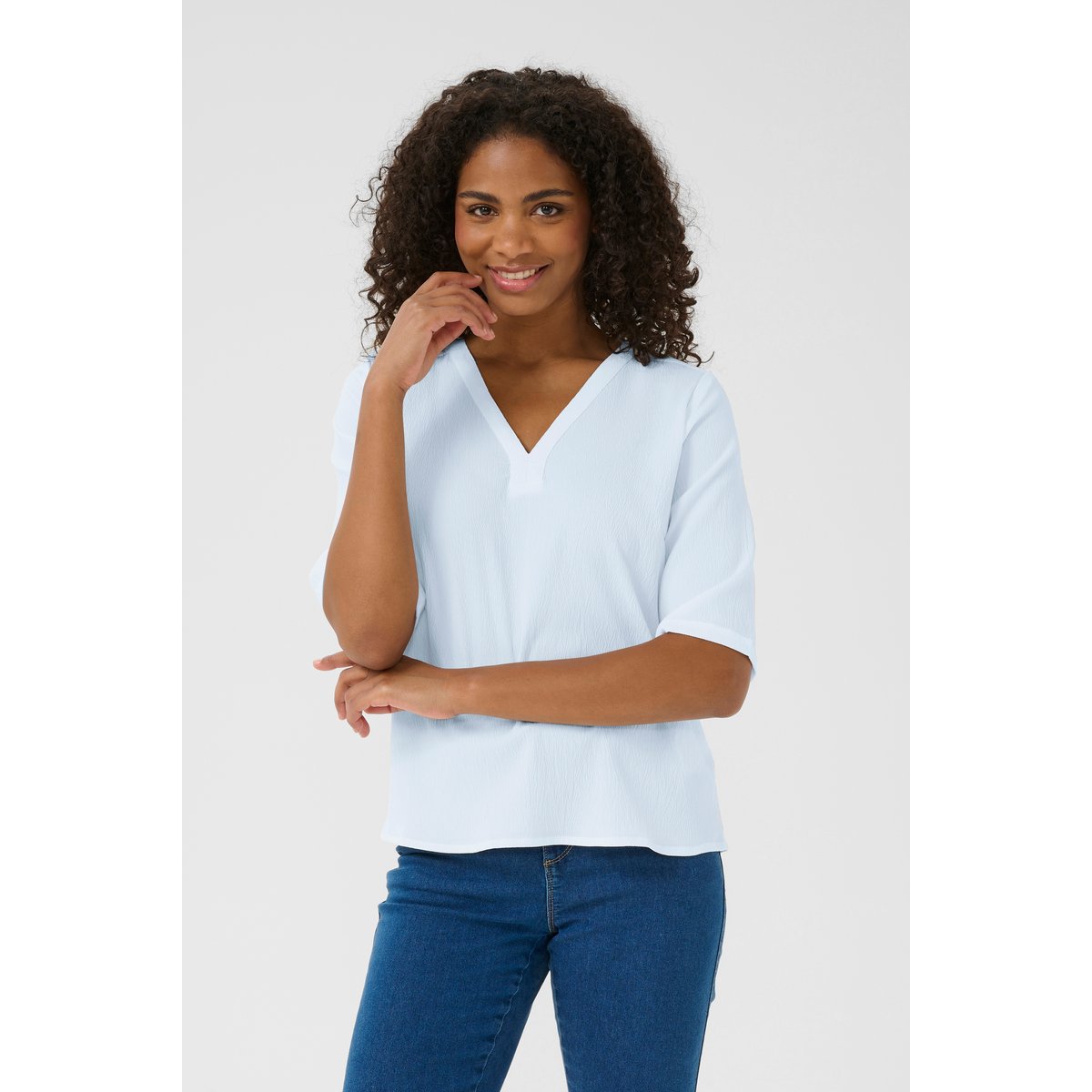 Blouse à manches courtes coupe regular blanc chalk, KAFFE
