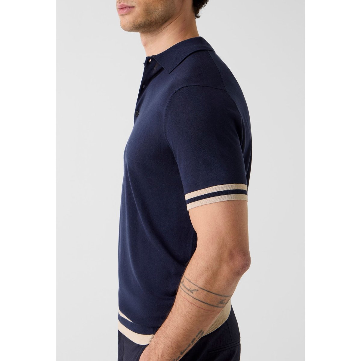 Pull Polo Rayé bleu foncé, GUESS