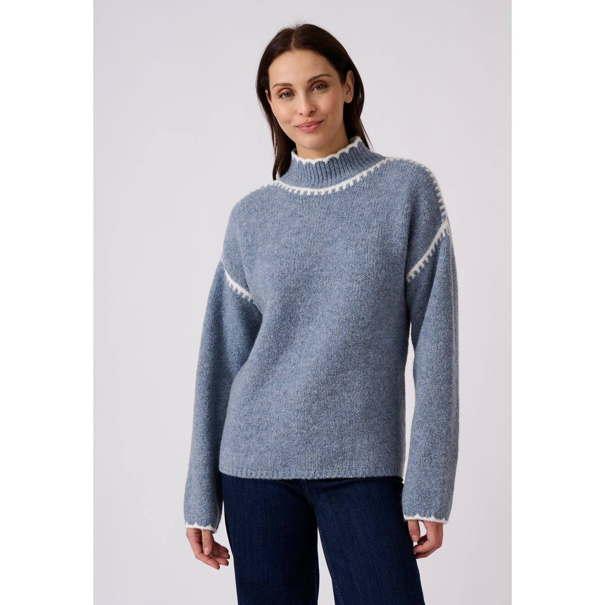 Pull détails contrastants Thermolactyl bleu, DAMART