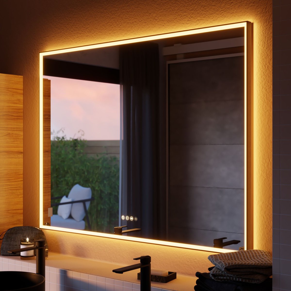Miroir lumineux intégré, NEO FRAME noir, SENSEA