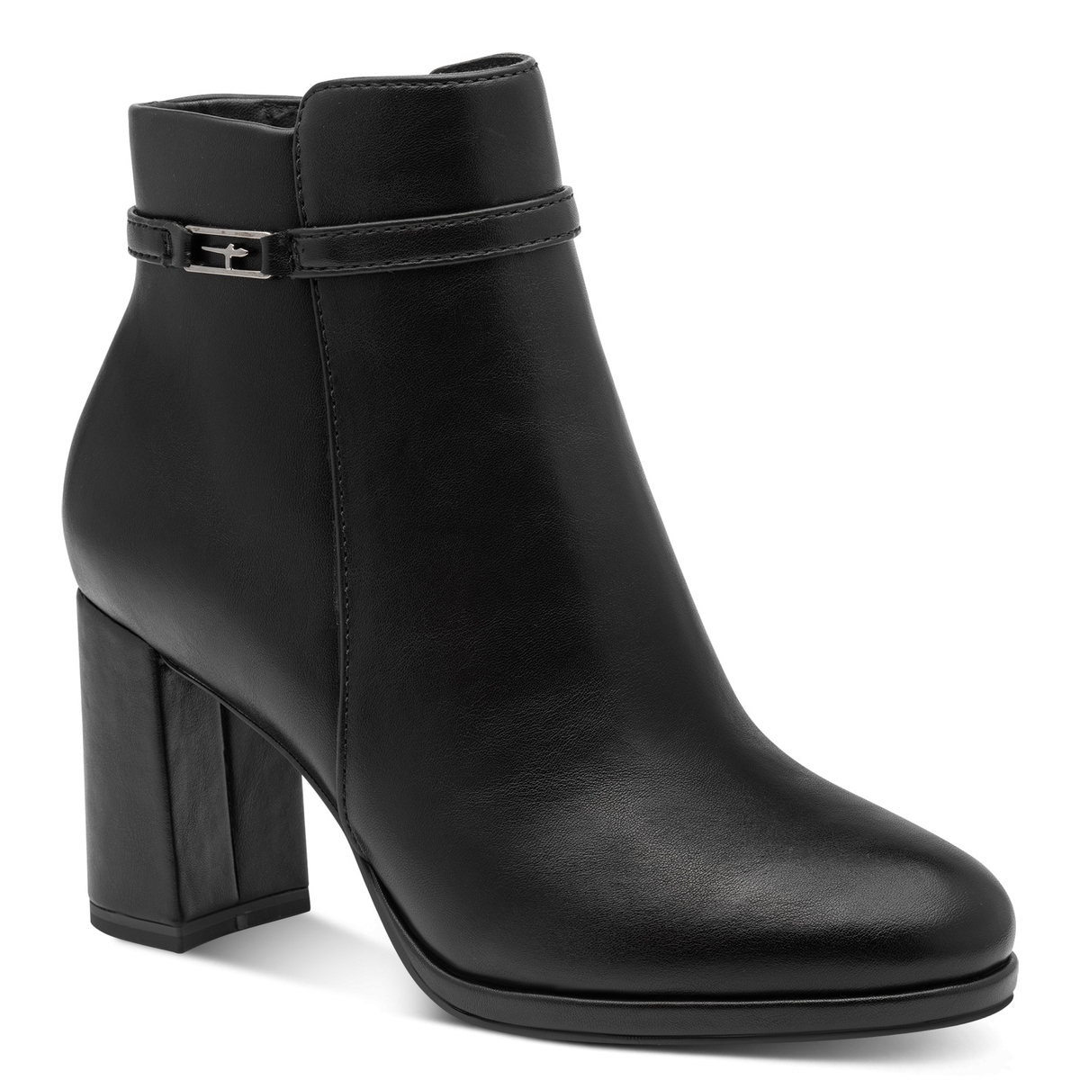 Bottine talon bloc noir mat, TAMARIS