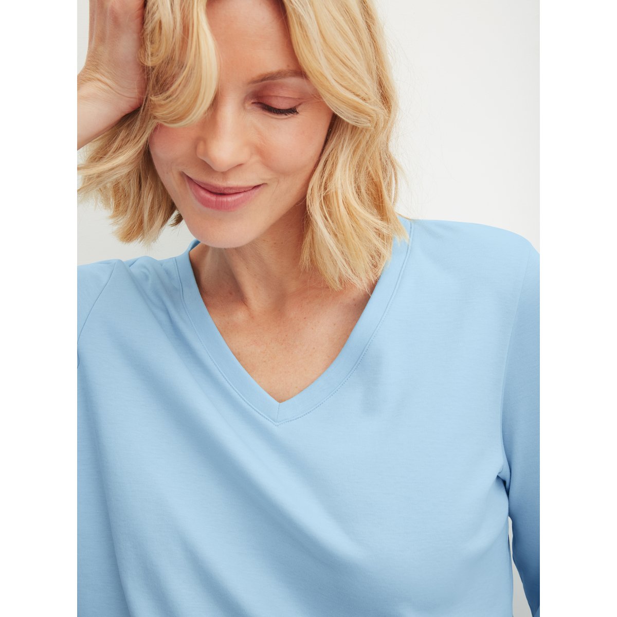 T-shirt manche 3/4 manches 3/4 Coton FAVOURITES BOTANIC bleu cascade, CALIDA