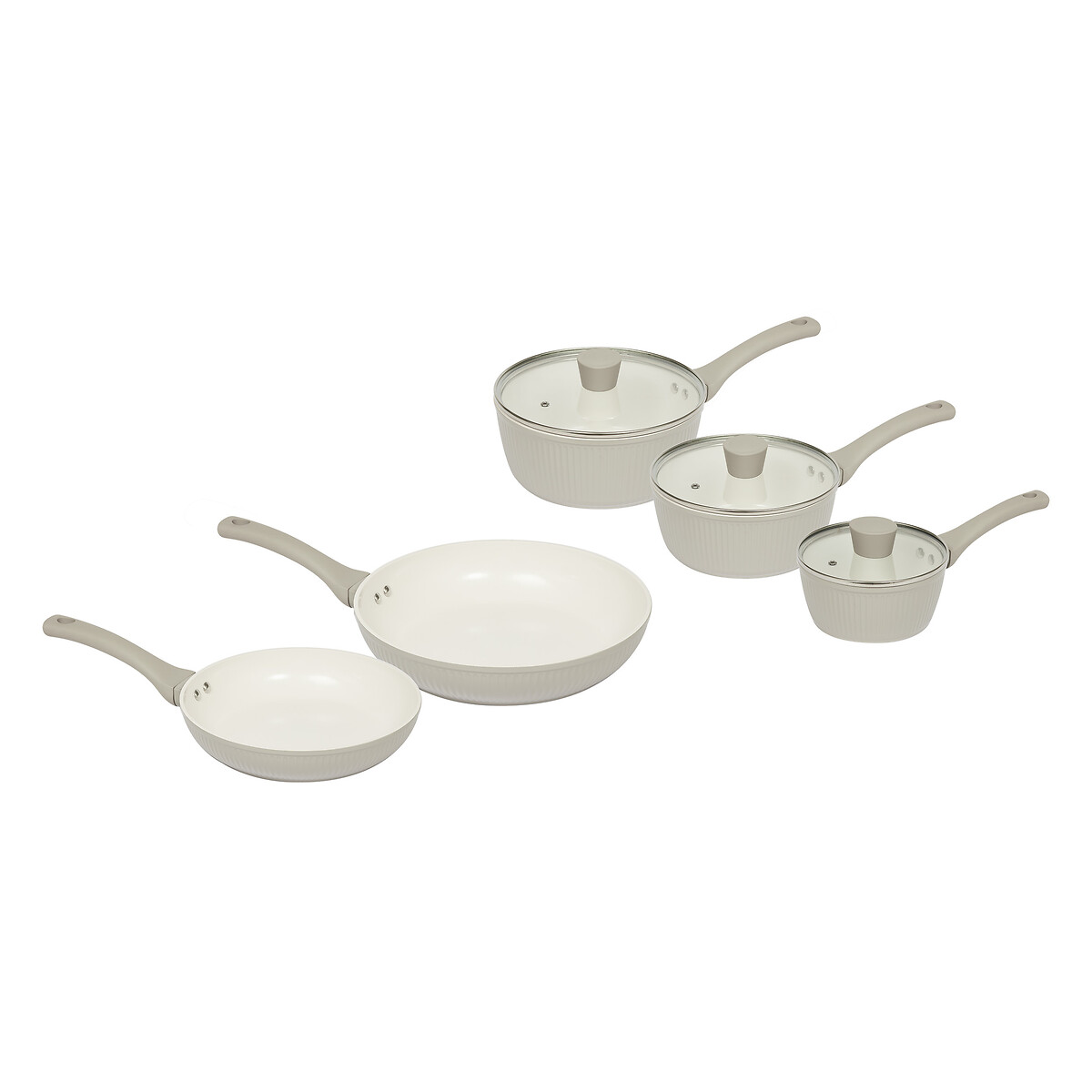 5-Piece Ribbed Pan Set taupe, HADEN