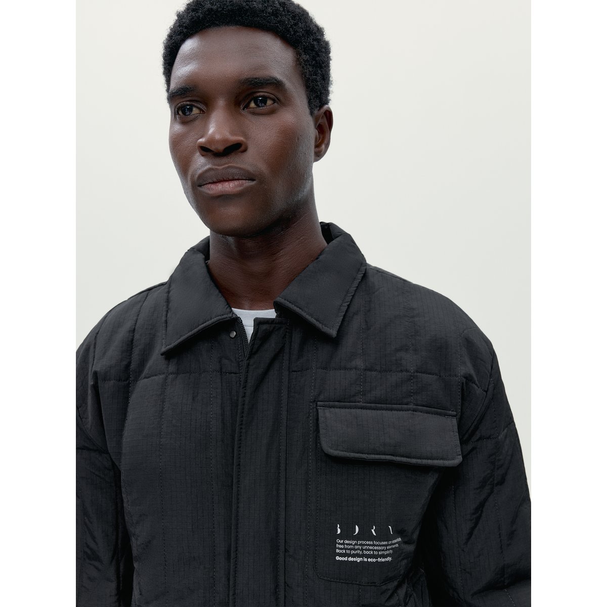 Manteau de sport homme Misuri Toucher doux fermeture éclair noir profond, BORN