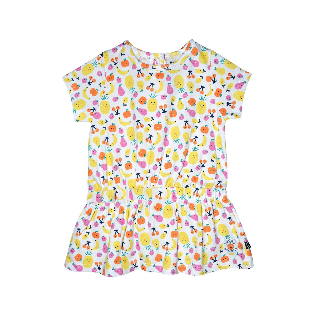 Robe reginette manches courtes bebe blanc, SUCRE D'ORGE